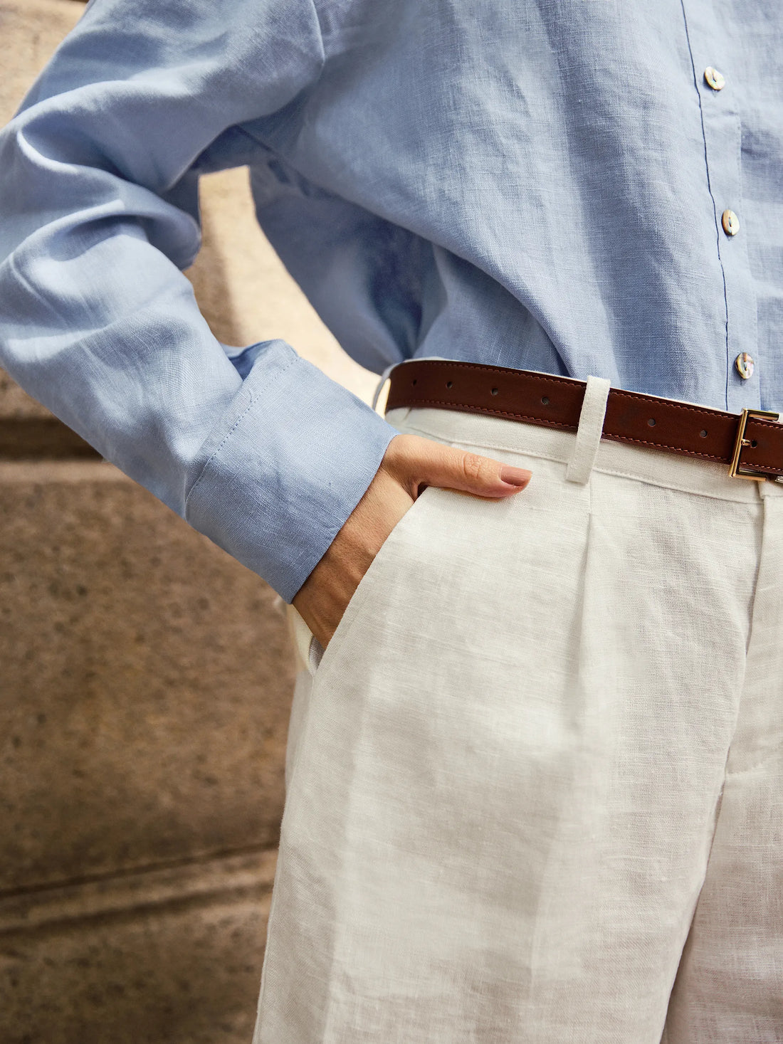 100% Linen Pleated Mini Shorts