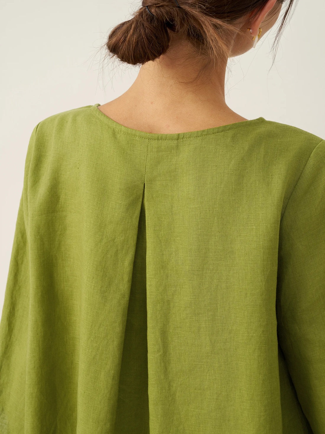 100% Linen Round Neck Half-Sleeve Blouse