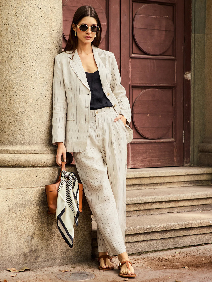 100% Linen Heavyweight Patch-Pocket Pant Set
