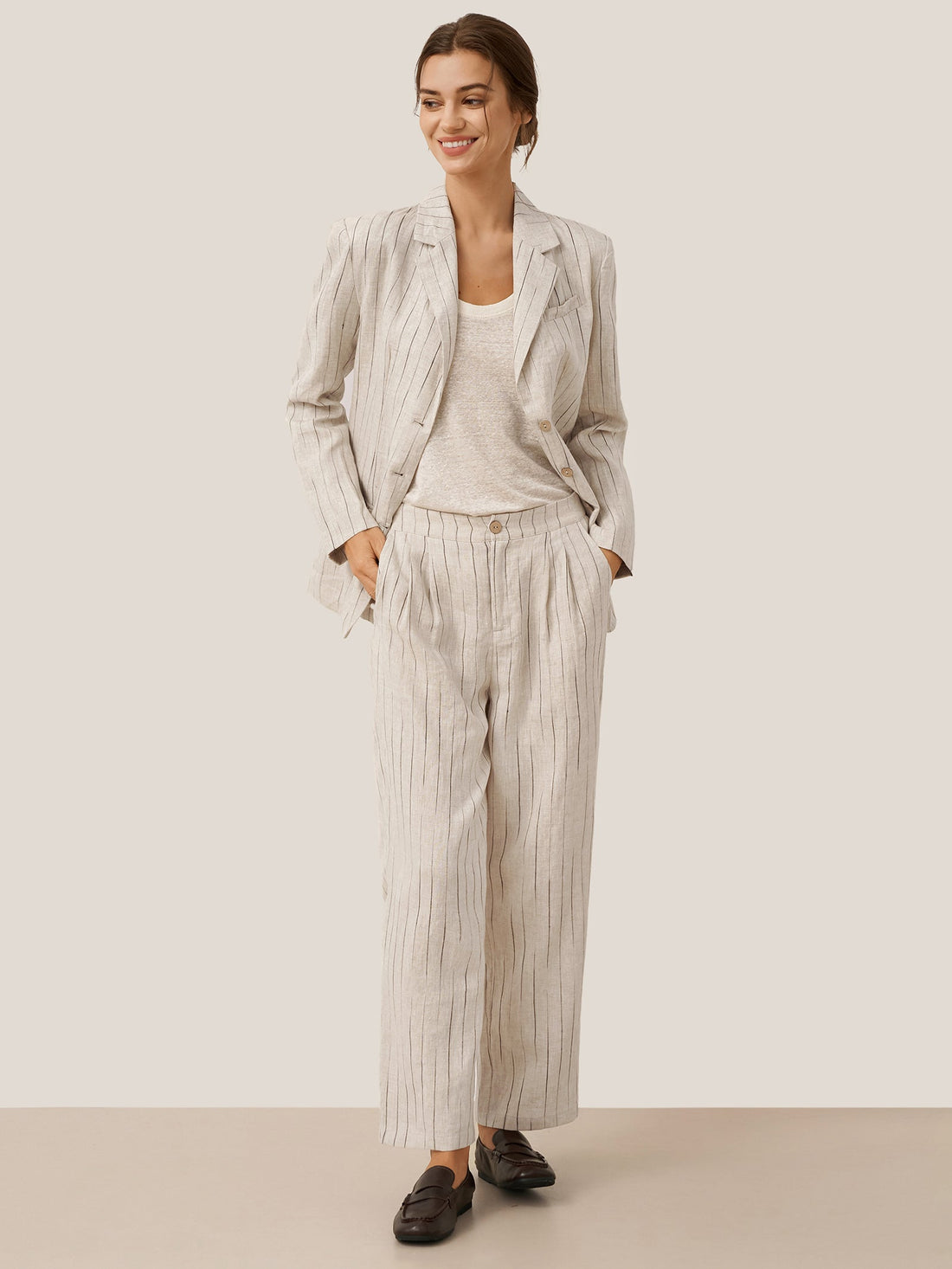 100% Linen Heavyweight Patch-Pocket Pant Set