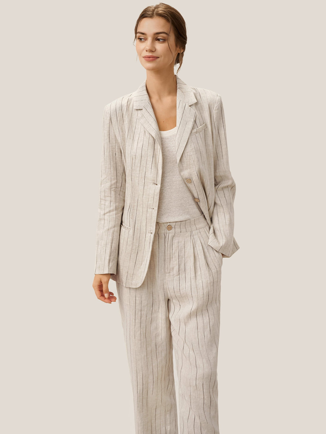 100% Linen Heavyweight Patch-Pocket Pant Set