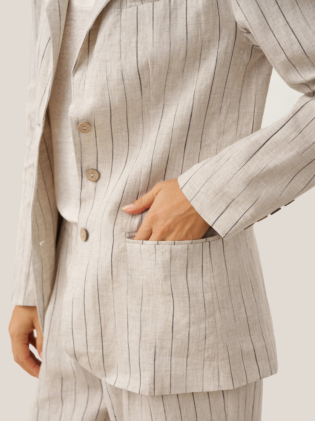100% Linen Heavyweight Patch-Pocket Pant Set