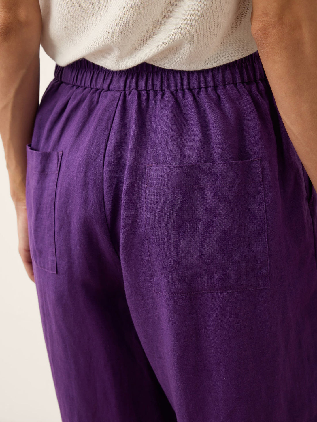 100% Linen Artisan-Button Tapered Pants