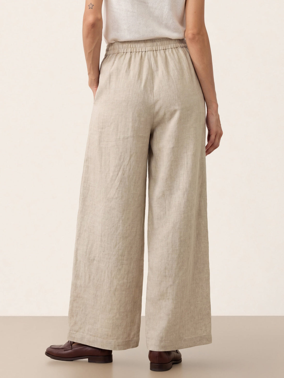 100% Linen Pleated High Rise Wide Leg Pants