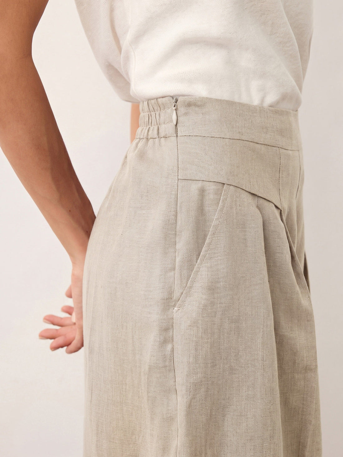100% Linen Pleated High Rise Wide Leg Pants