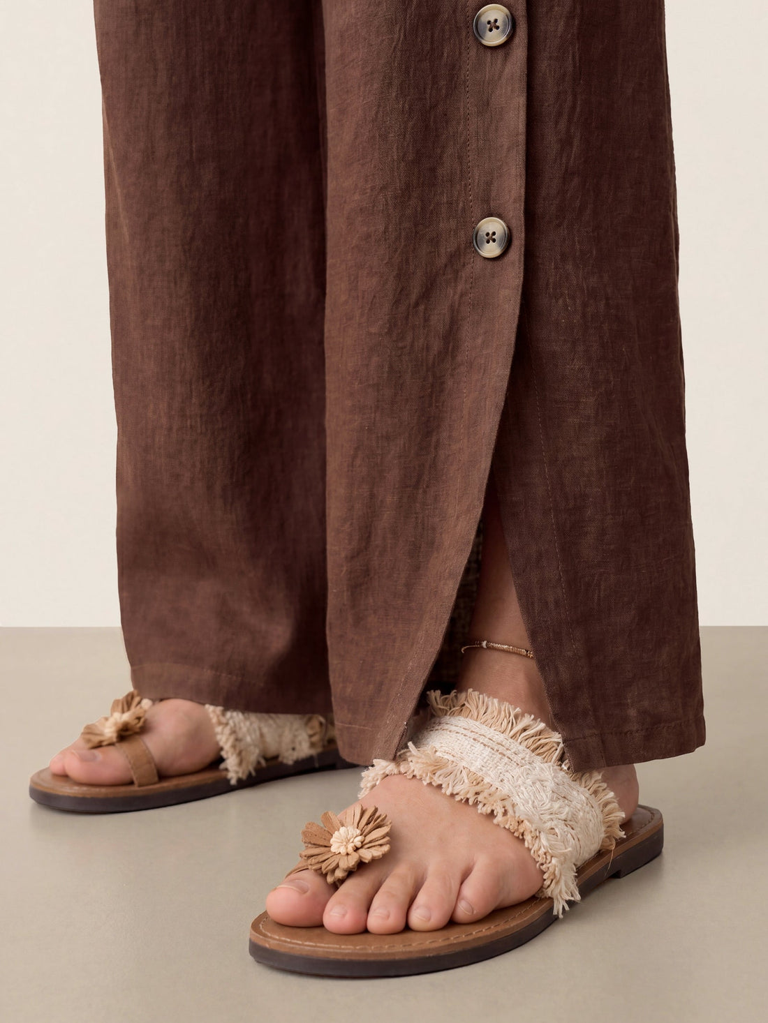 100% Linen High-Rise Straight-Leg Pants
