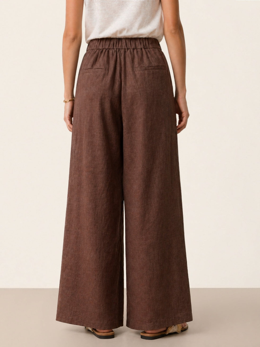 100% Linen High-Rise Straight-Leg Pants