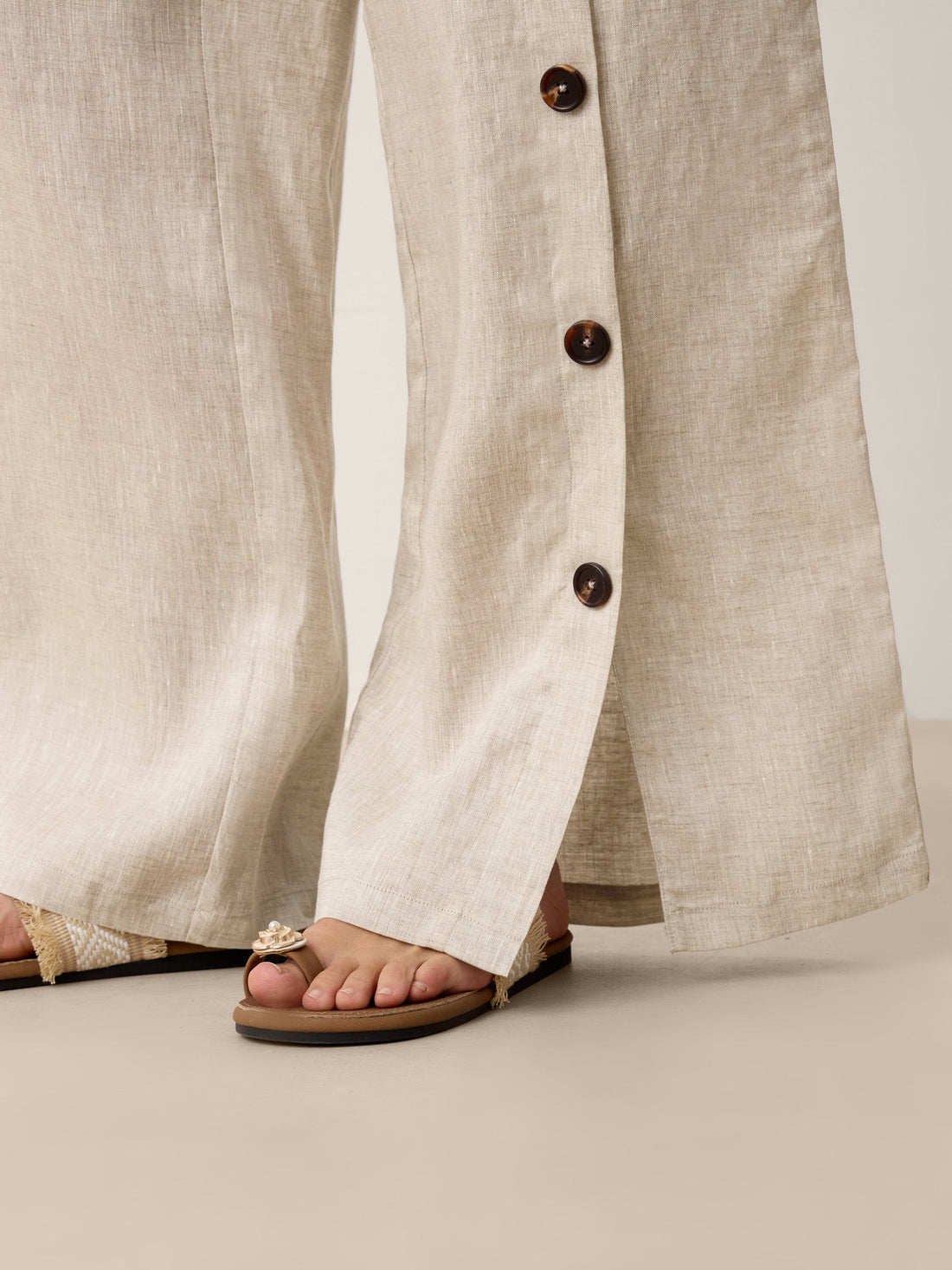 100% Linen High-Rise Straight-Leg Pants