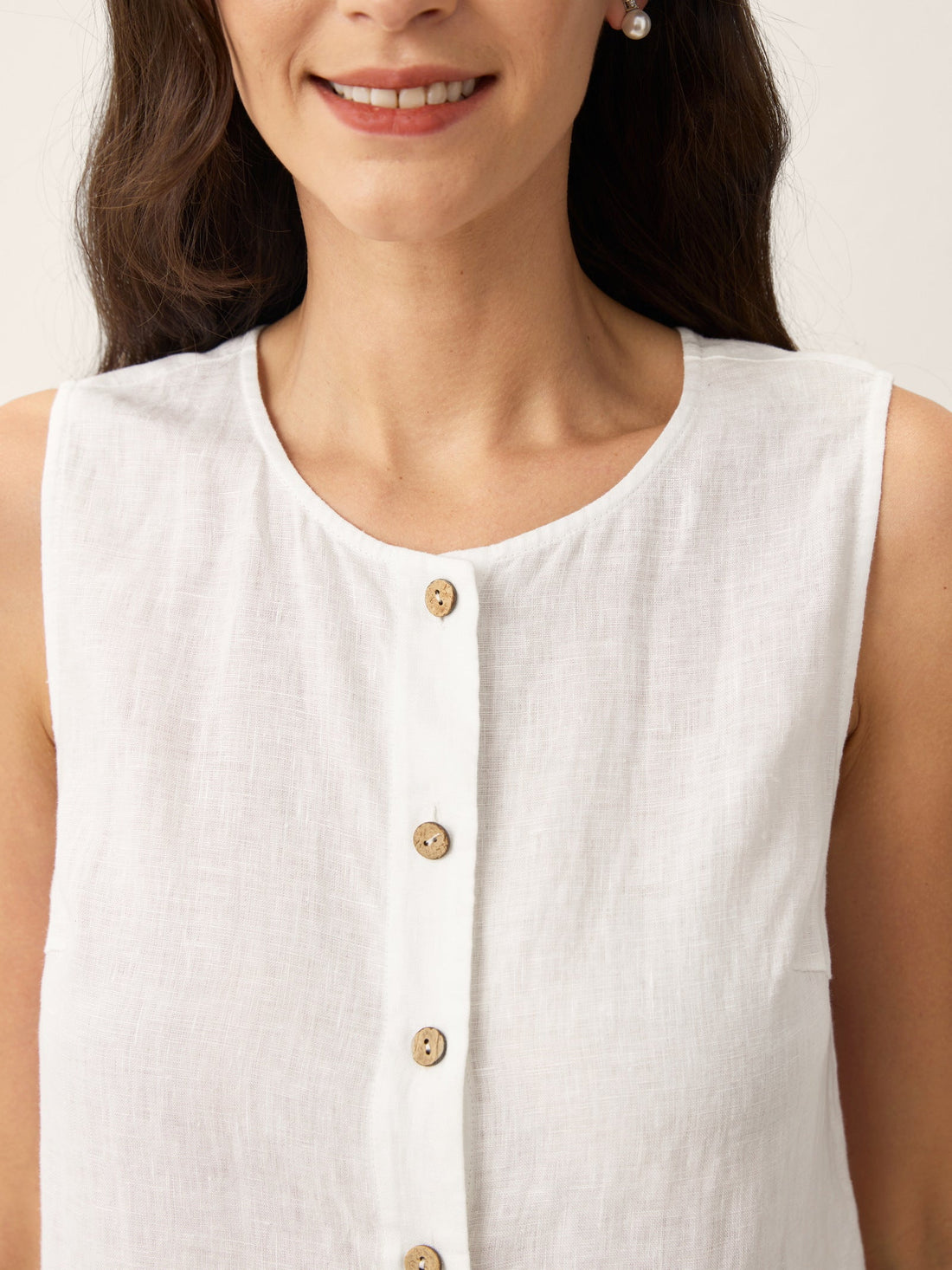 100% Linen A-Line Round Neck Tank Top