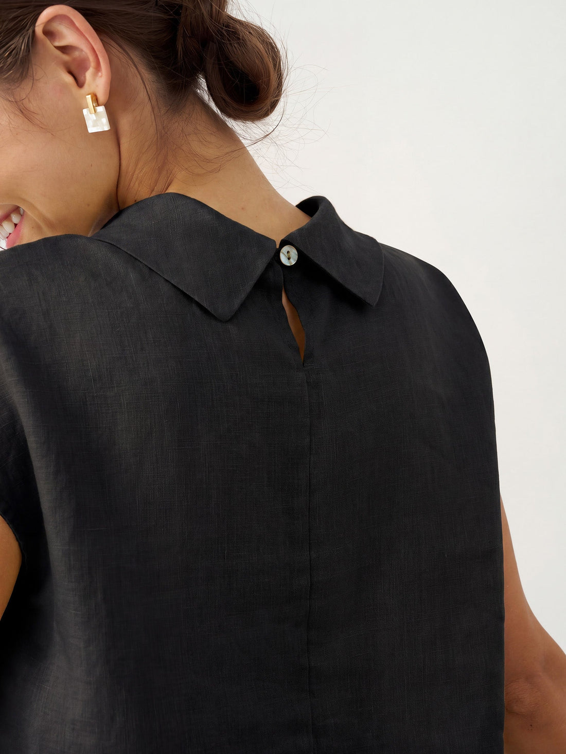 100% Linen Cap Sleeve Blouse