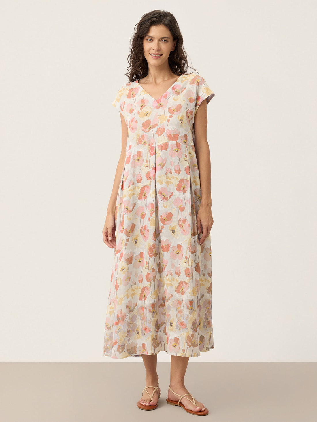 100% Linen Semi-Sheer Pocketed Maxi Dress