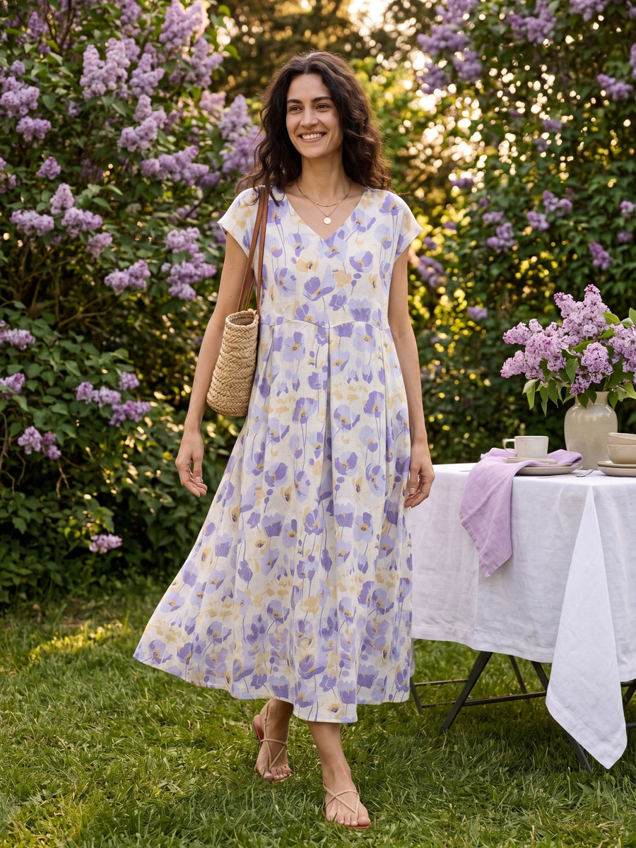 100% Linen Semi-Sheer Pocketed Maxi Dress