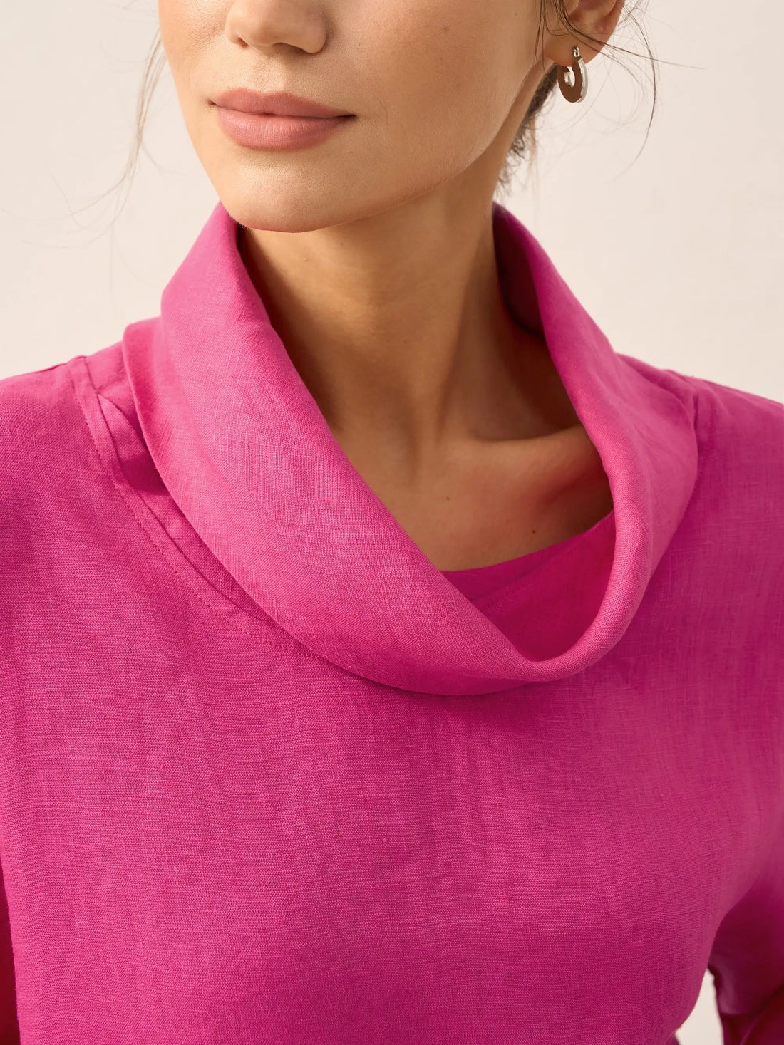 Linen Blend Long Sleeve Blouse