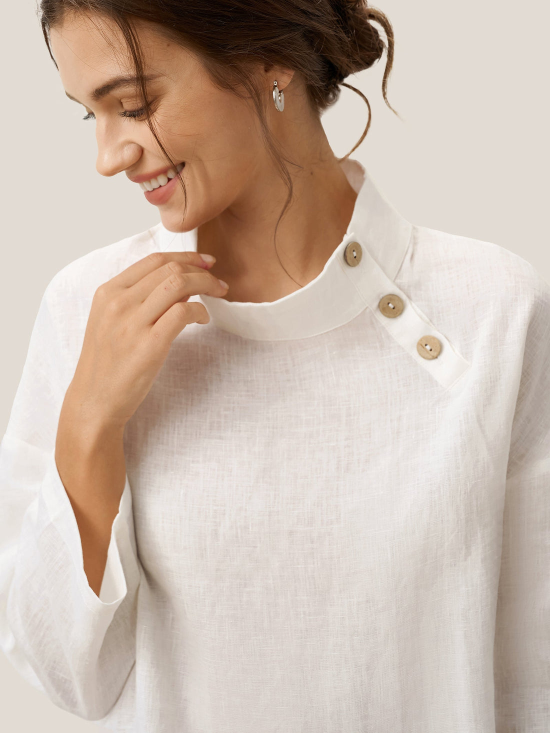 100% Linen Long Sleeve Straight Fit Blouse