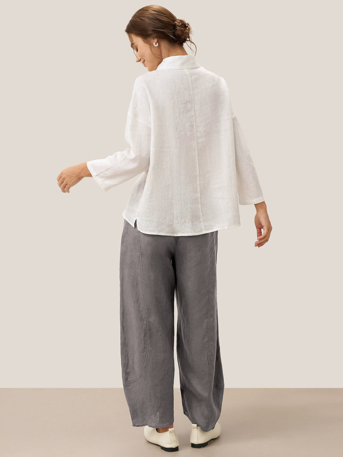 100% Linen Long Sleeve Straight Fit Blouse