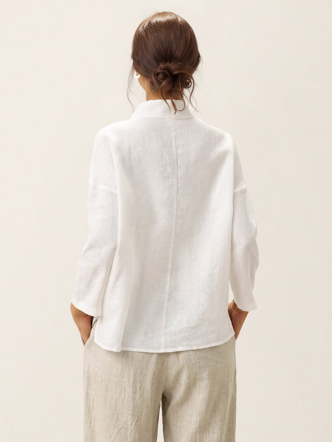100% Linen Long Sleeve Straight Fit Blouse