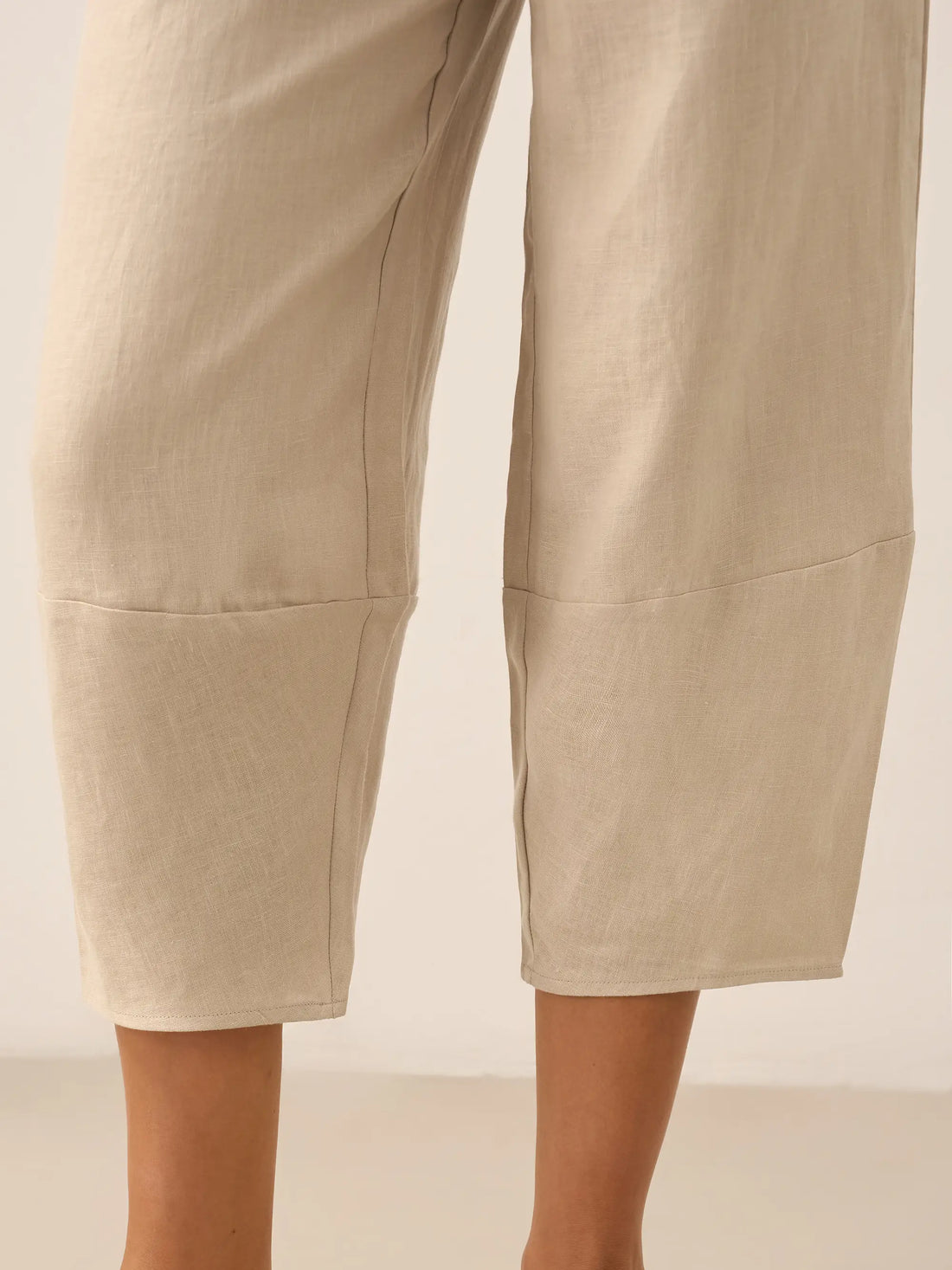 100% Linen Garment-Dyed Crop Barrel Pants