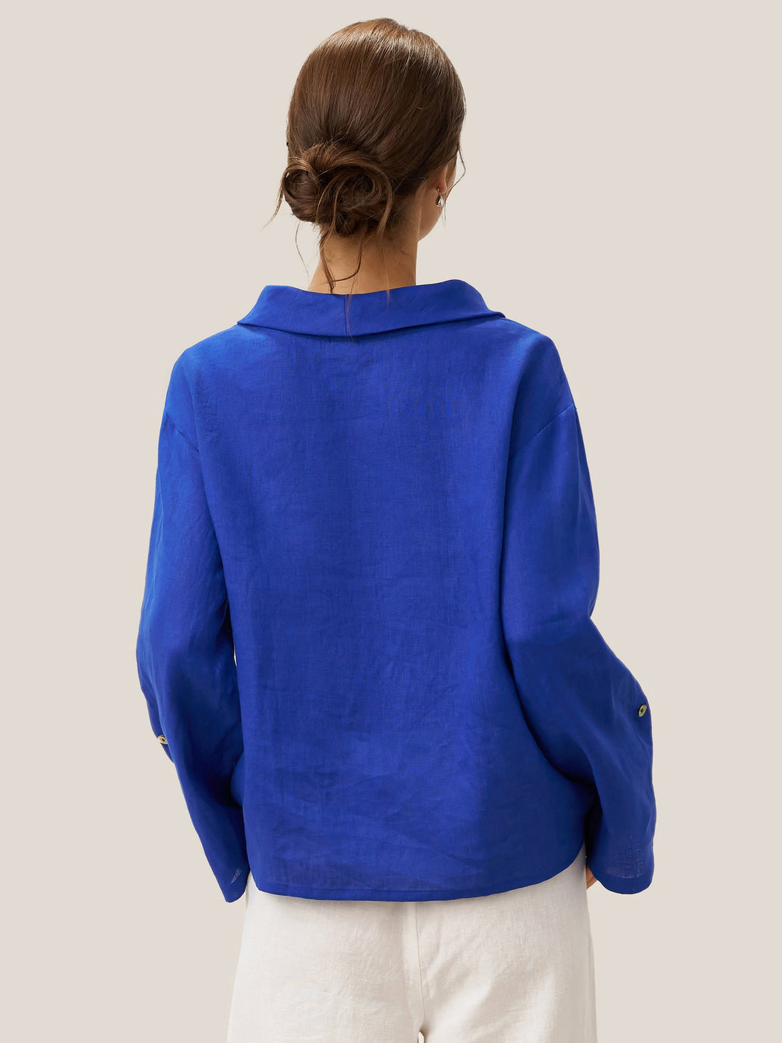 100% Linen Garment-Dyed Straight Blouse