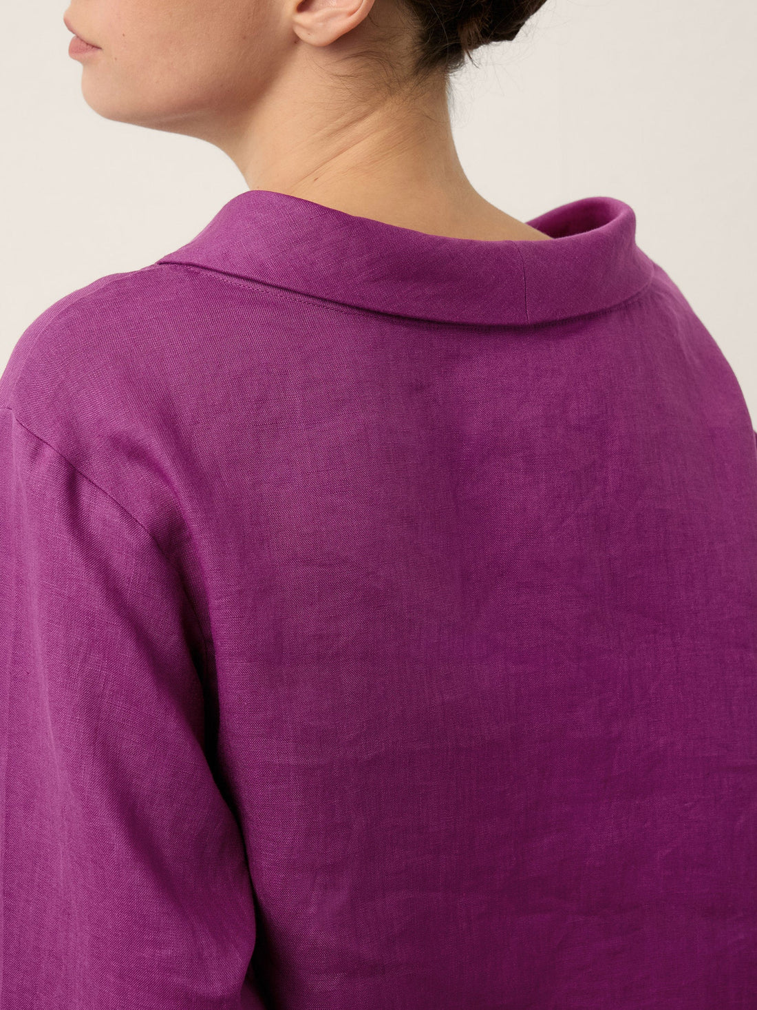 100% Linen Garment-Dyed Straight Blouse