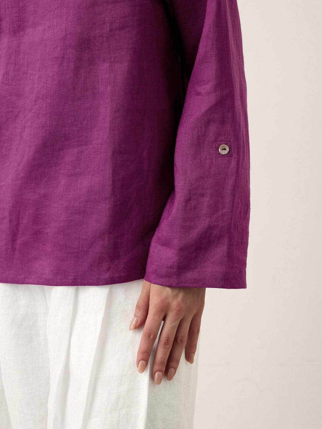100% Linen Garment-Dyed Straight Blouse