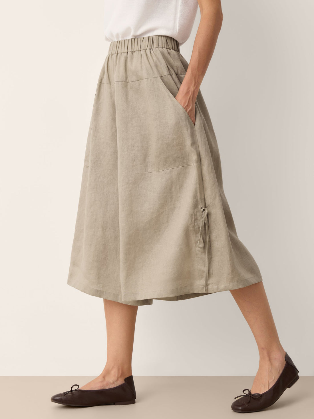 100% Linen Wide Leg Barrel Pants