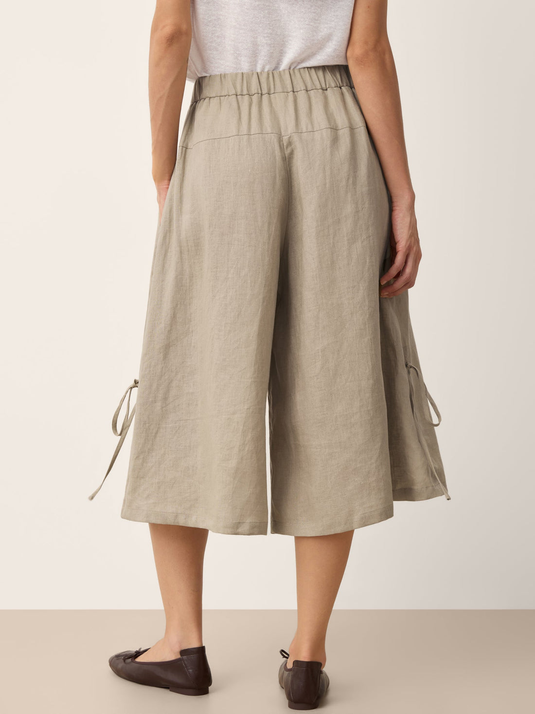 100% Linen Wide Leg Barrel Pants
