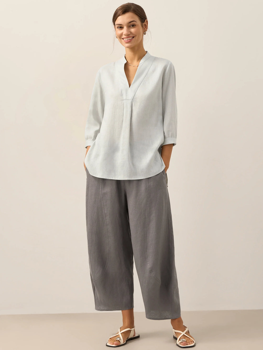 100% Linen Pleated A-Line Shirt