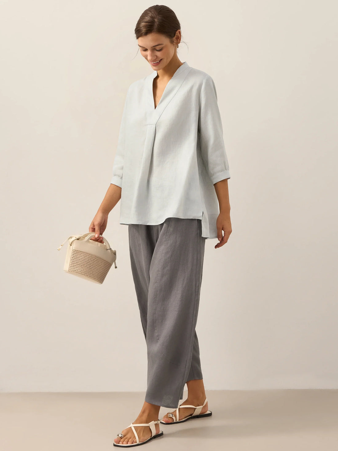 100% Linen Pleated A-Line Shirt