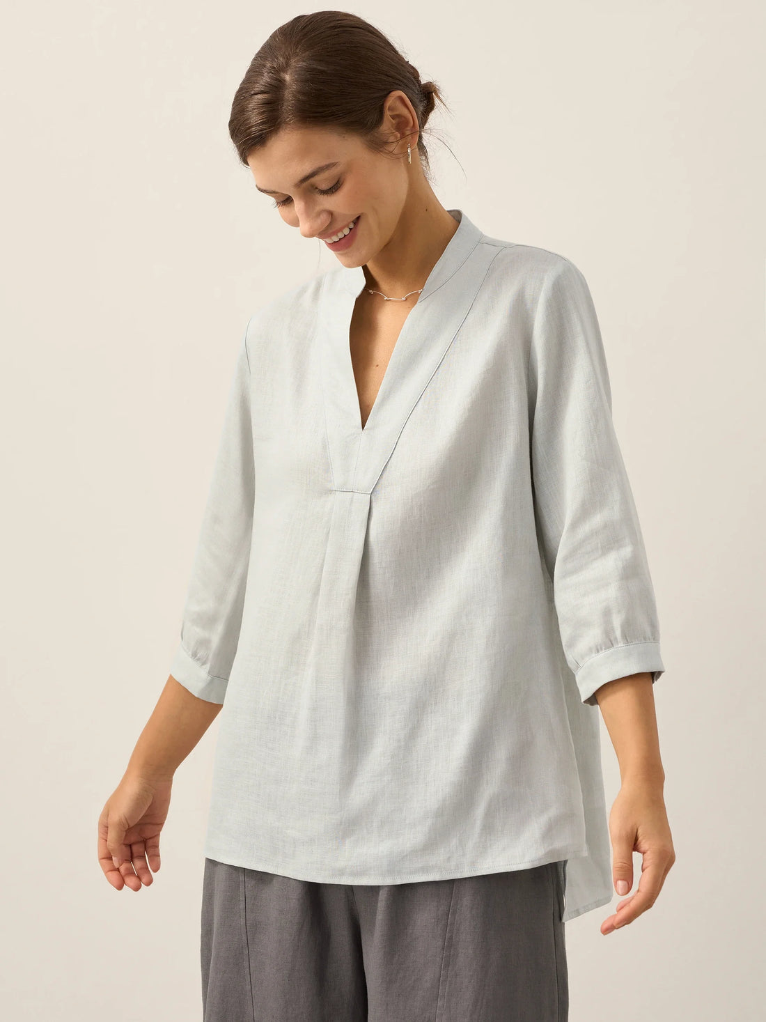 100% Linen Pleated A-Line Shirt