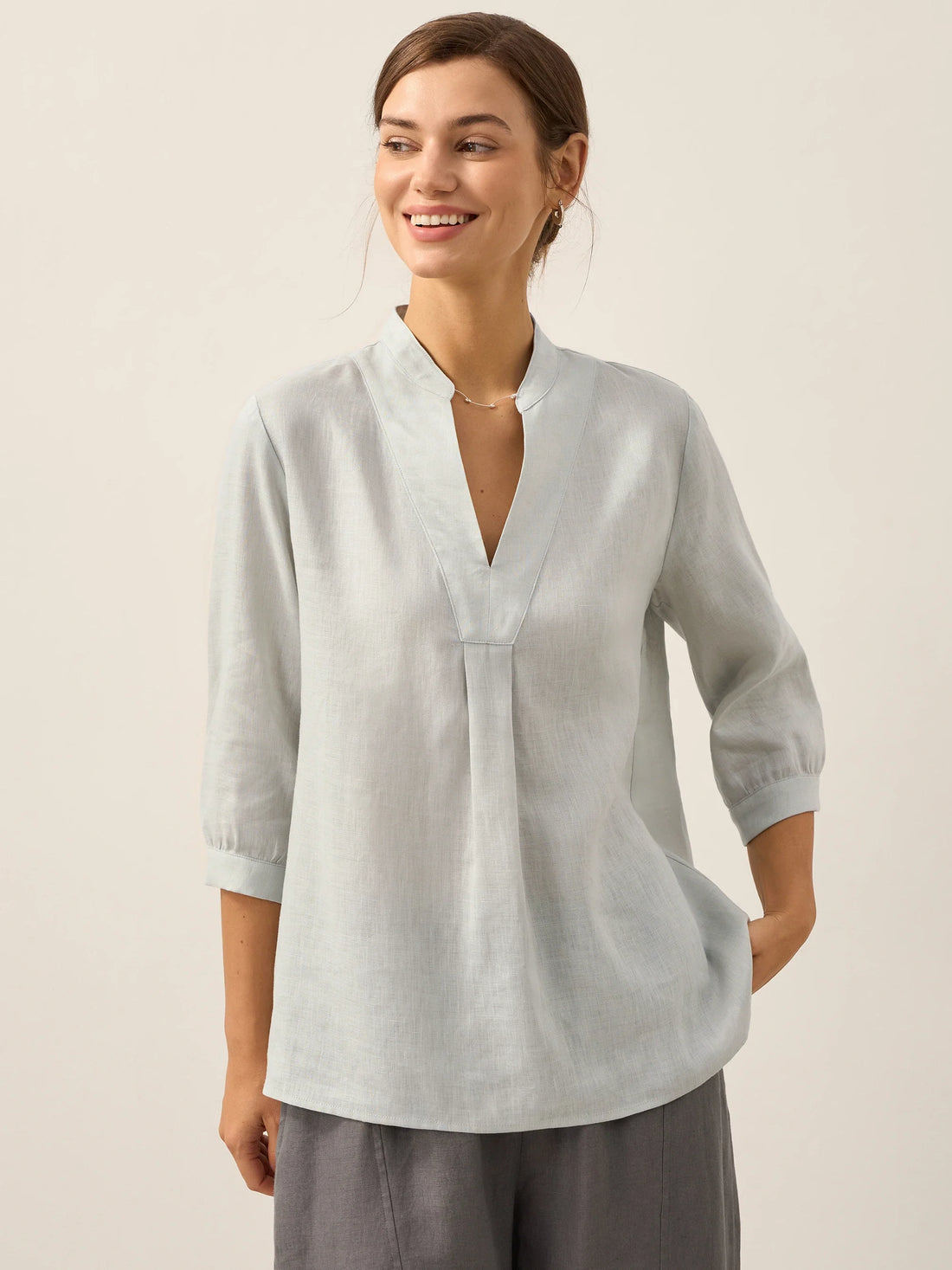 100% Linen Pleated A-Line Shirt