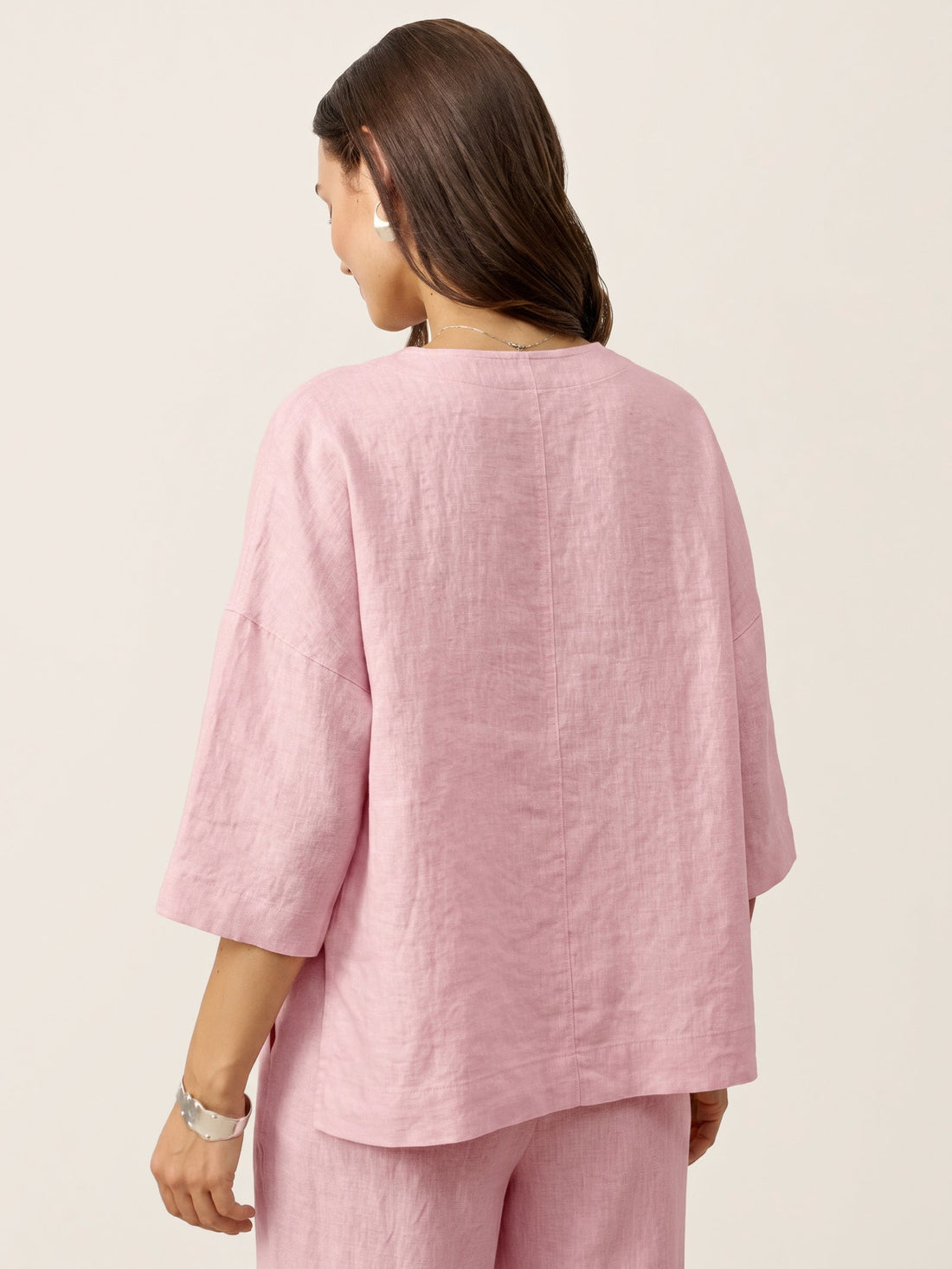 Linen Asymmetric V-Neck Half-Sleeve Shirt