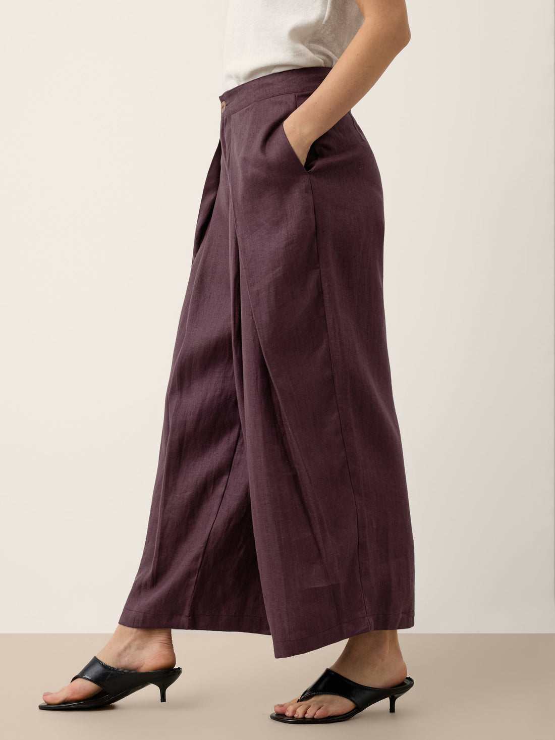 100% Linen Pleated Wide Leg Culottes