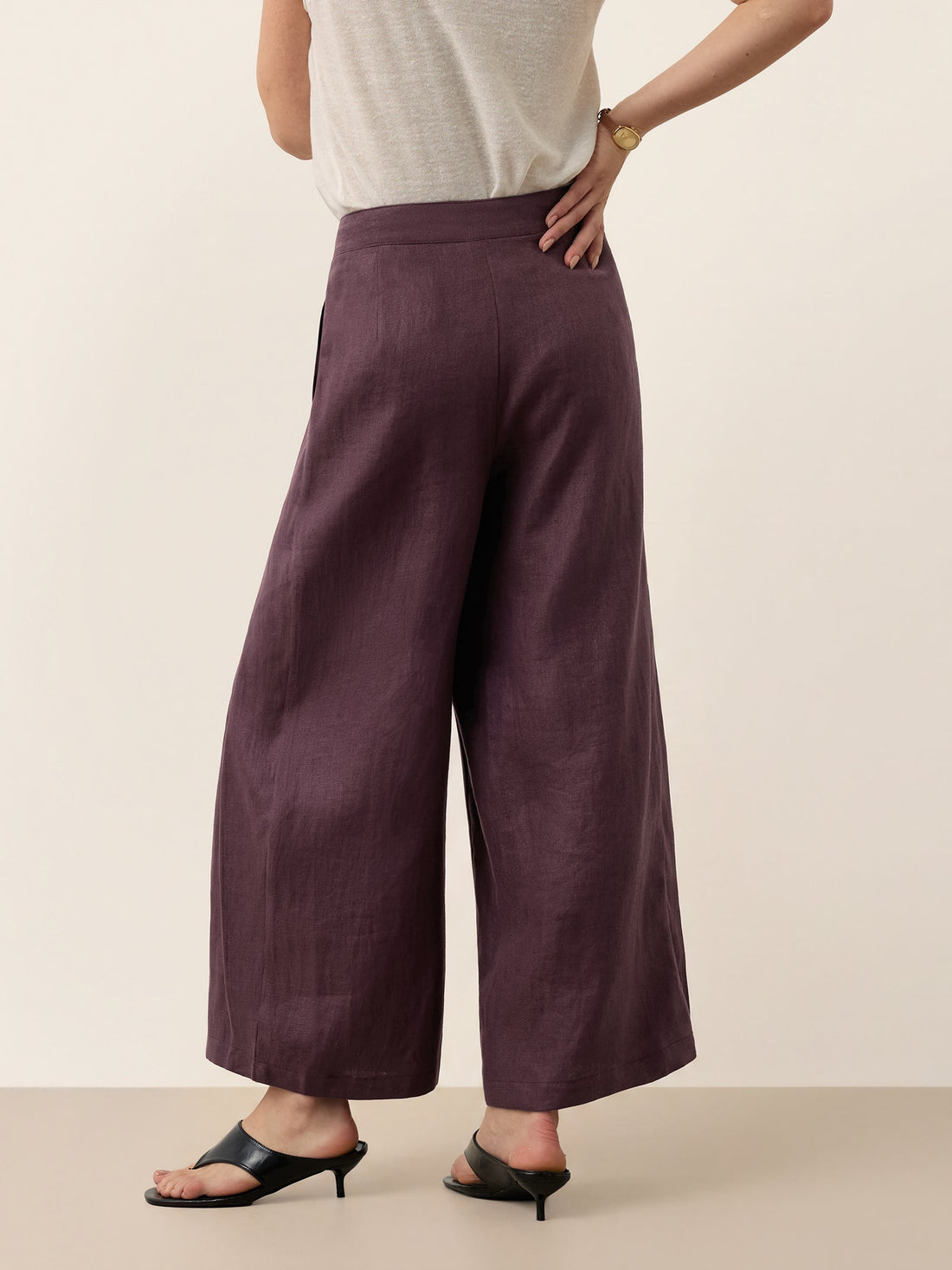 100% Linen Pleated Wide Leg Culottes