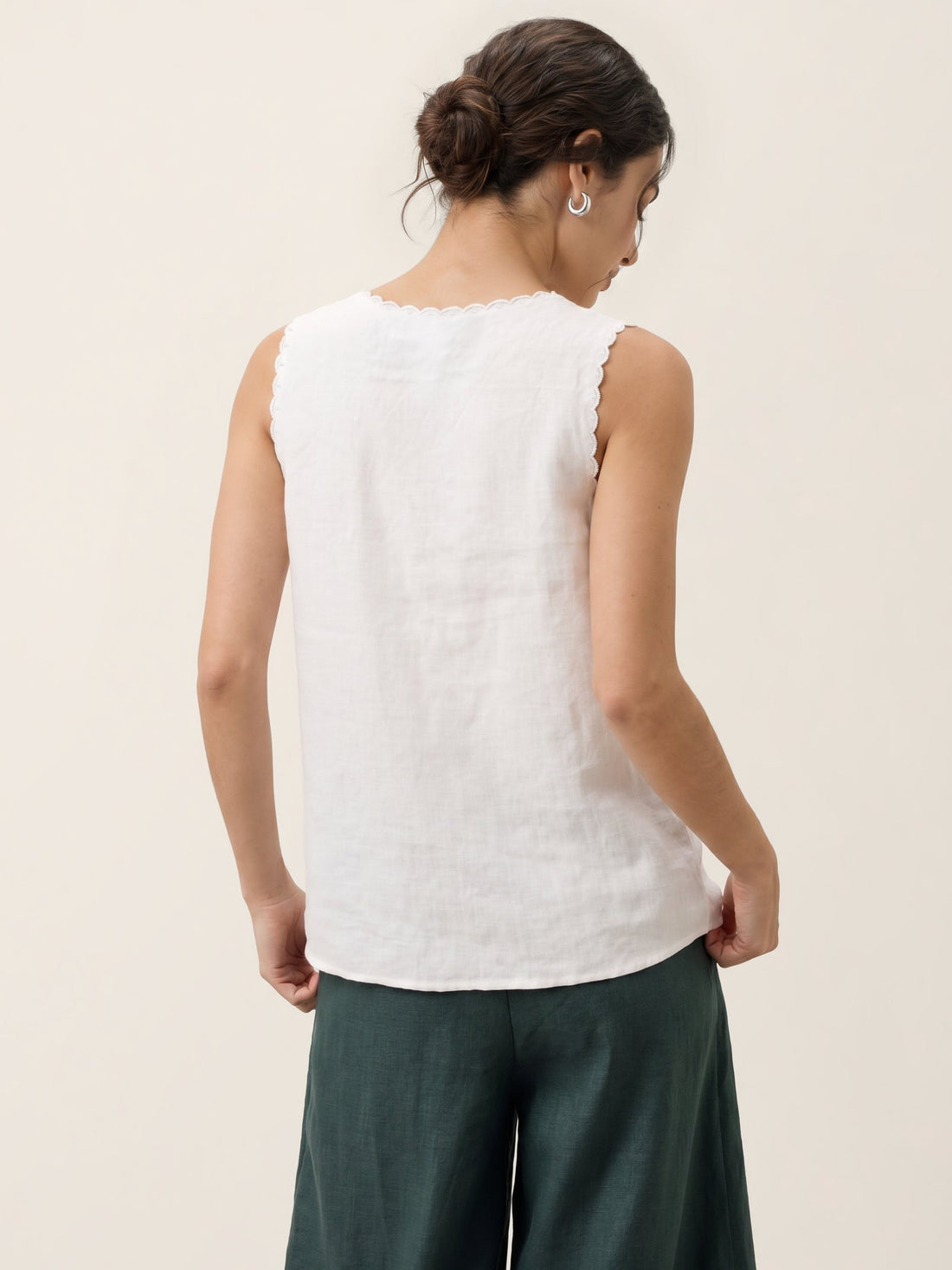 100% Linen Semi-Sheer V-Neck Tank