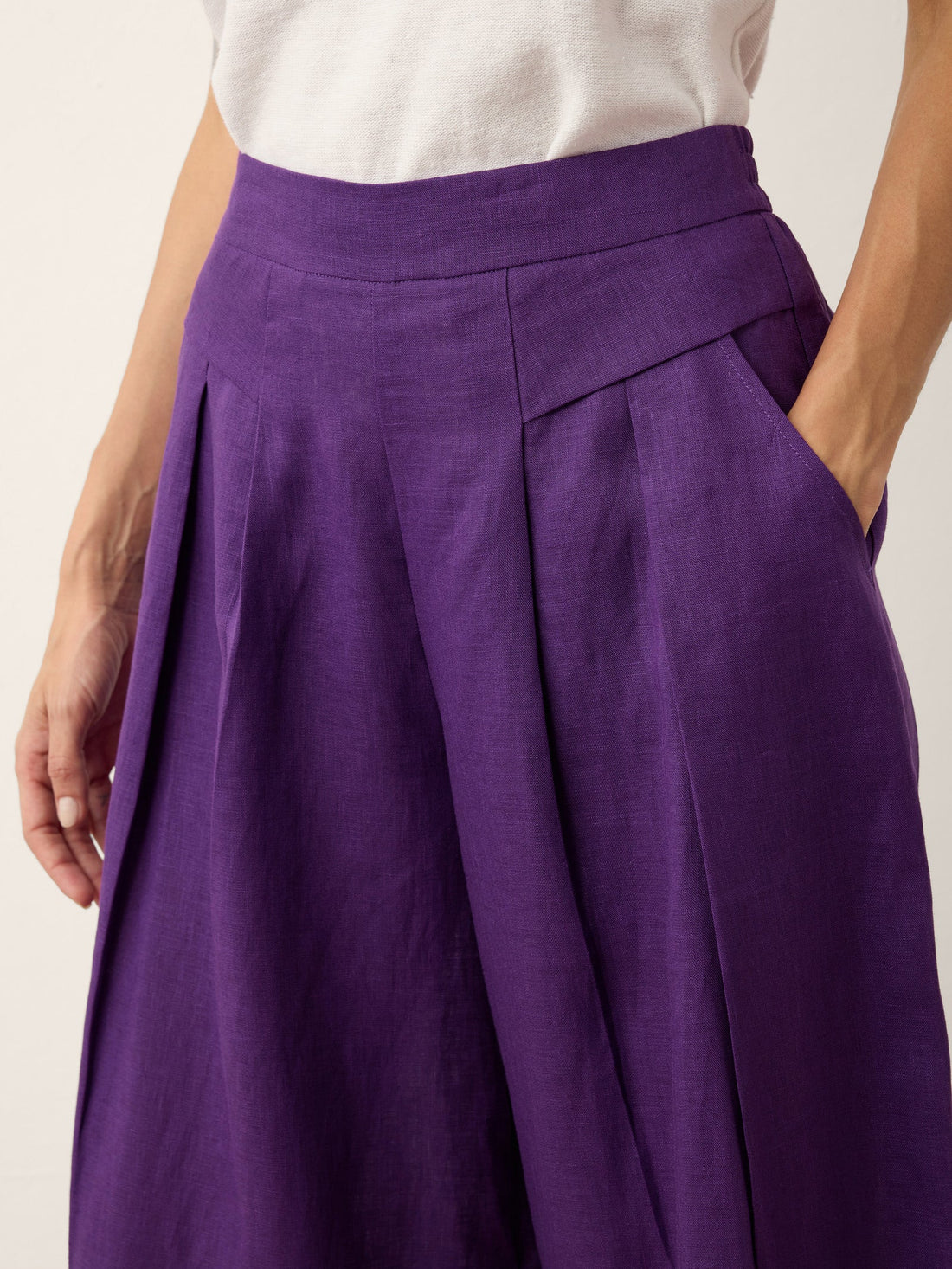 100% Linen Pleated High Rise Wide Leg Pants