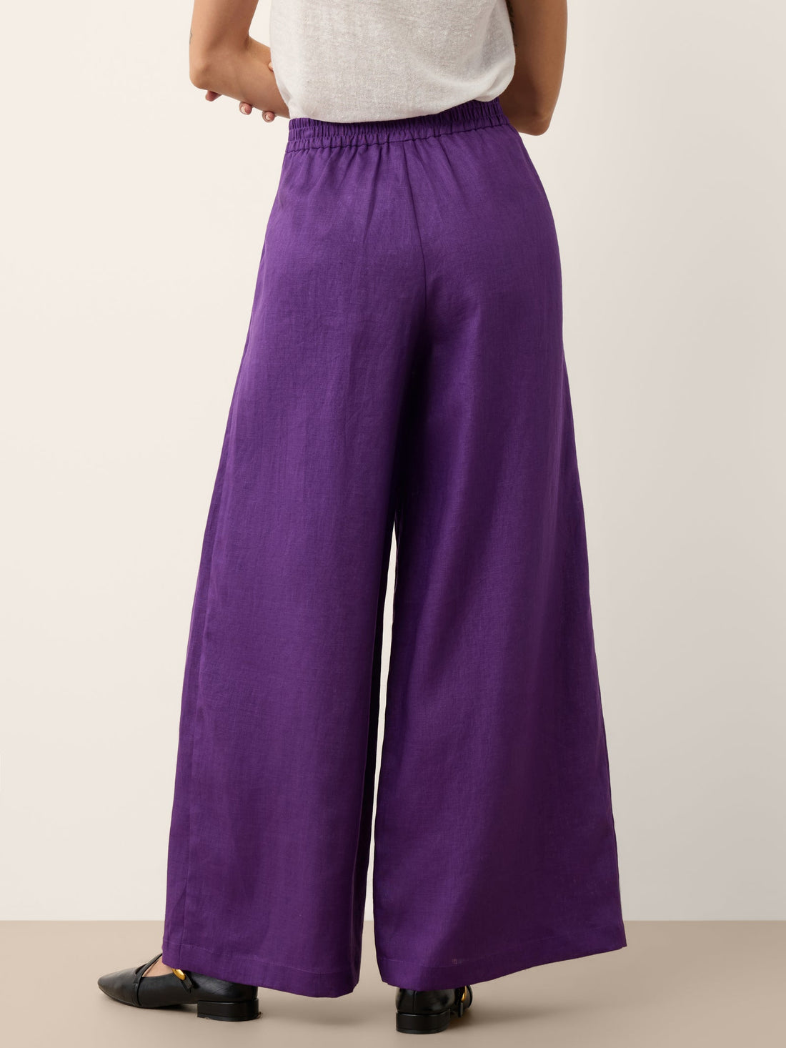 100% Linen Pleated High Rise Wide Leg Pants