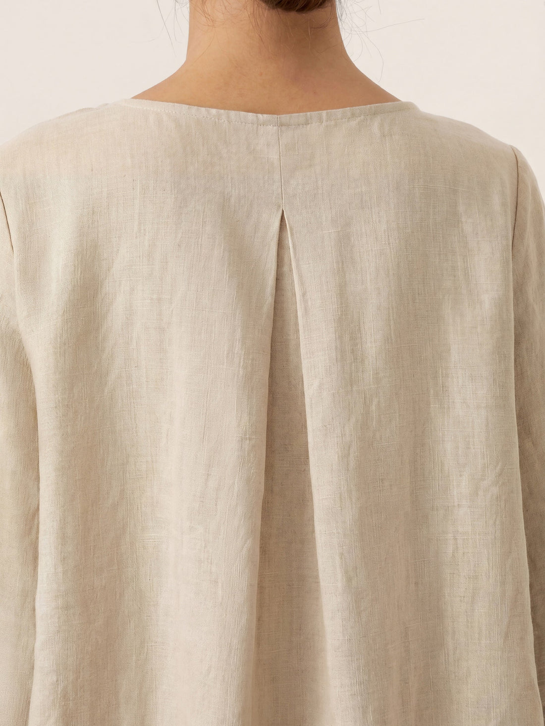 100% Linen Round Neck Half-Sleeve Blouse