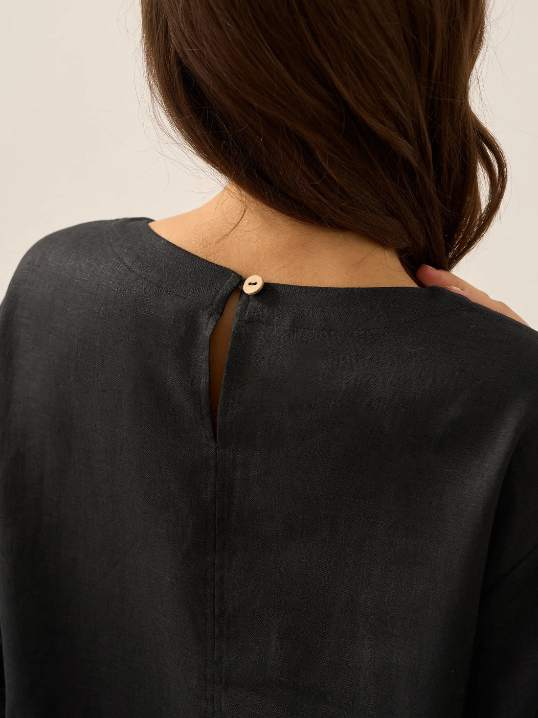 100% Linen Asymmetric Round Neck Midi Dress