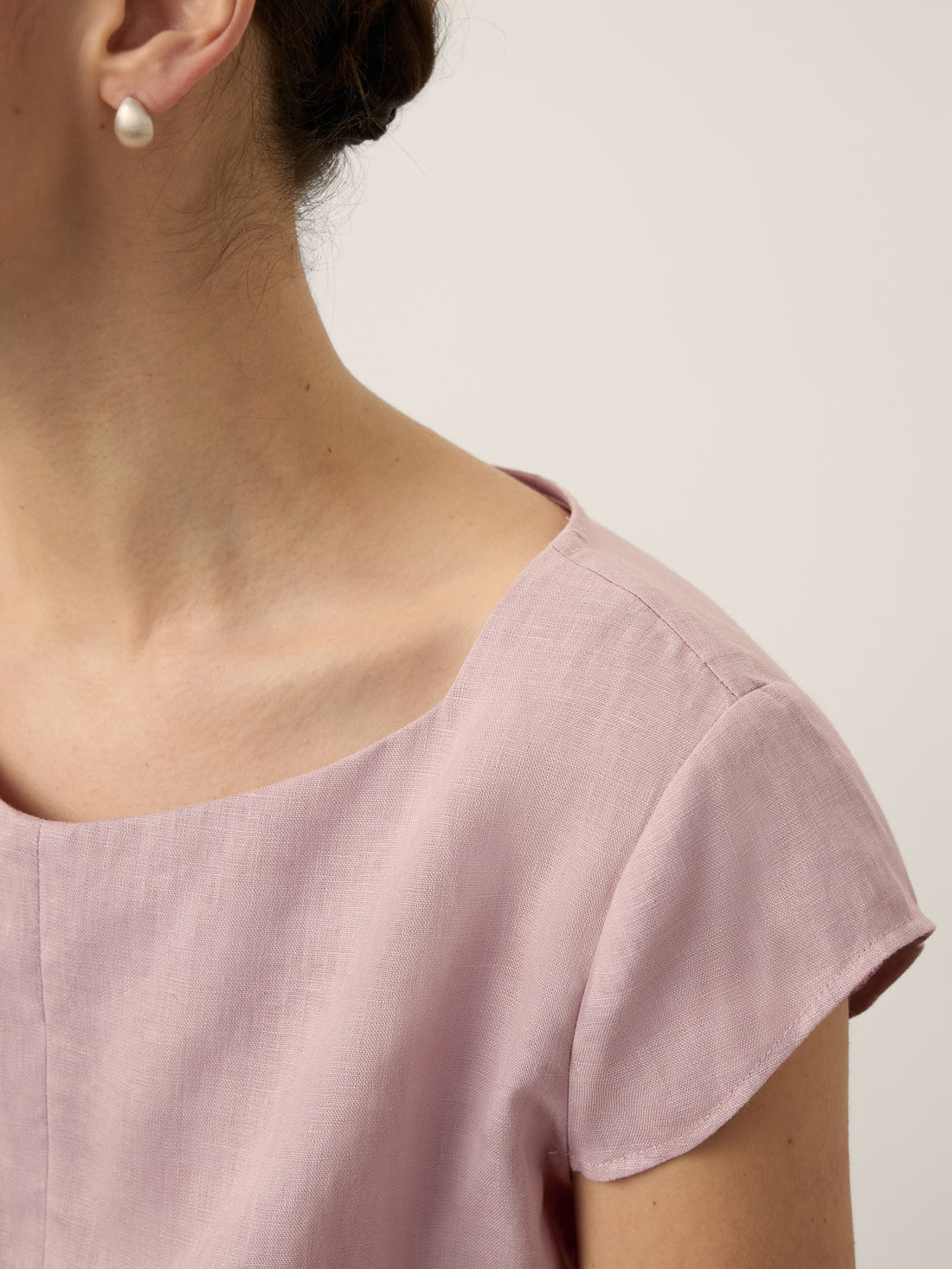 100% Linen Square Neck Cap Sleeve Blouse