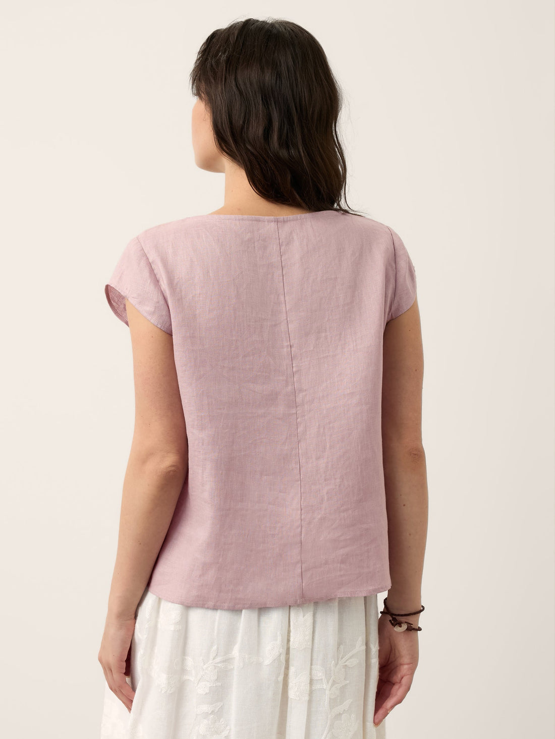 100% Linen Square Neck Cap Sleeve Blouse
