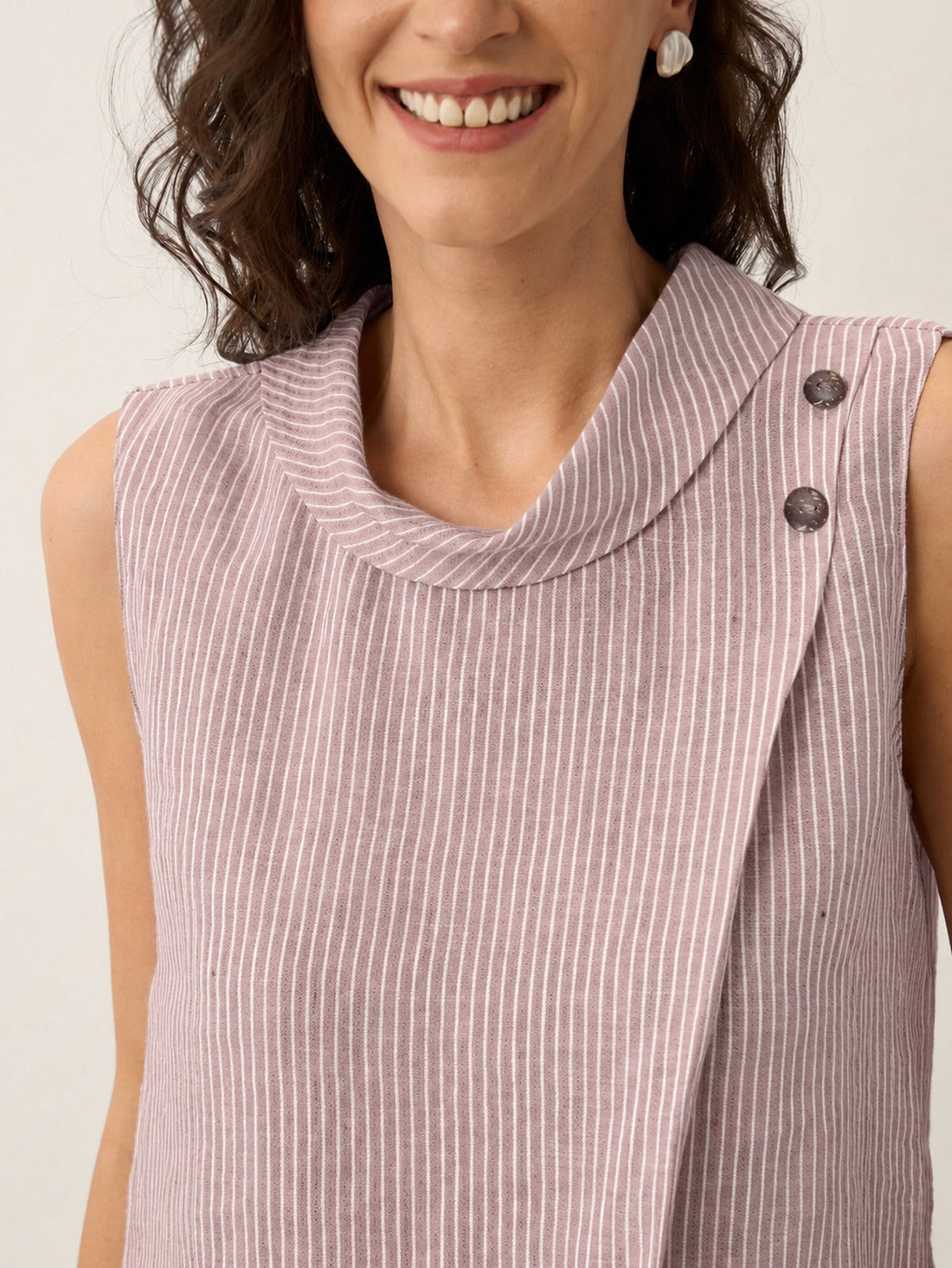100% Linen Pleated Sleeveless Tank Top