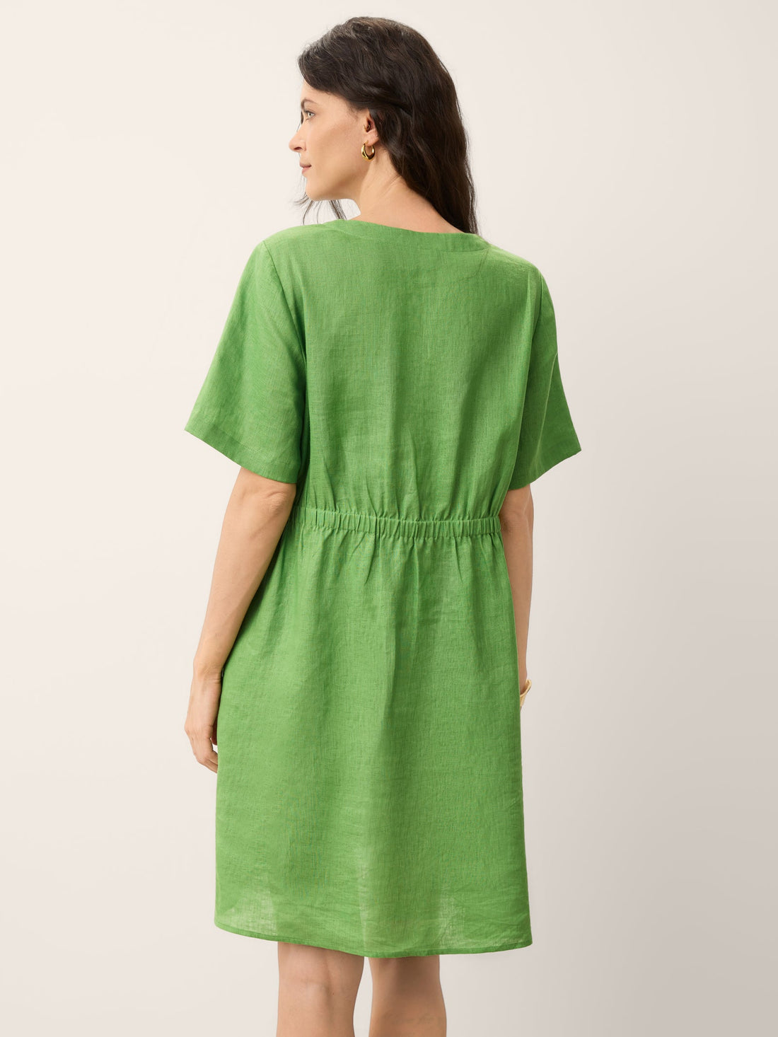 100% Linen Decorative Button Mini Dress