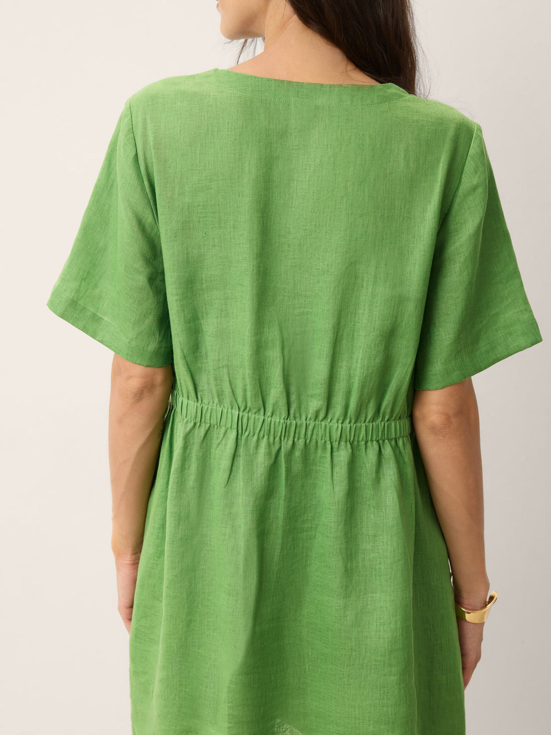 100% Linen Decorative Button Mini Dress