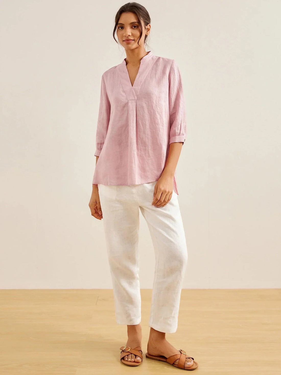 100% Linen Pleated A-Line Shirt