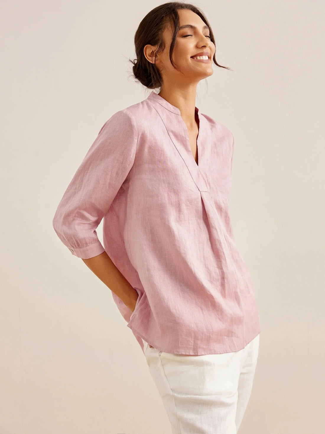 100% Linen Pleated A-Line Shirt