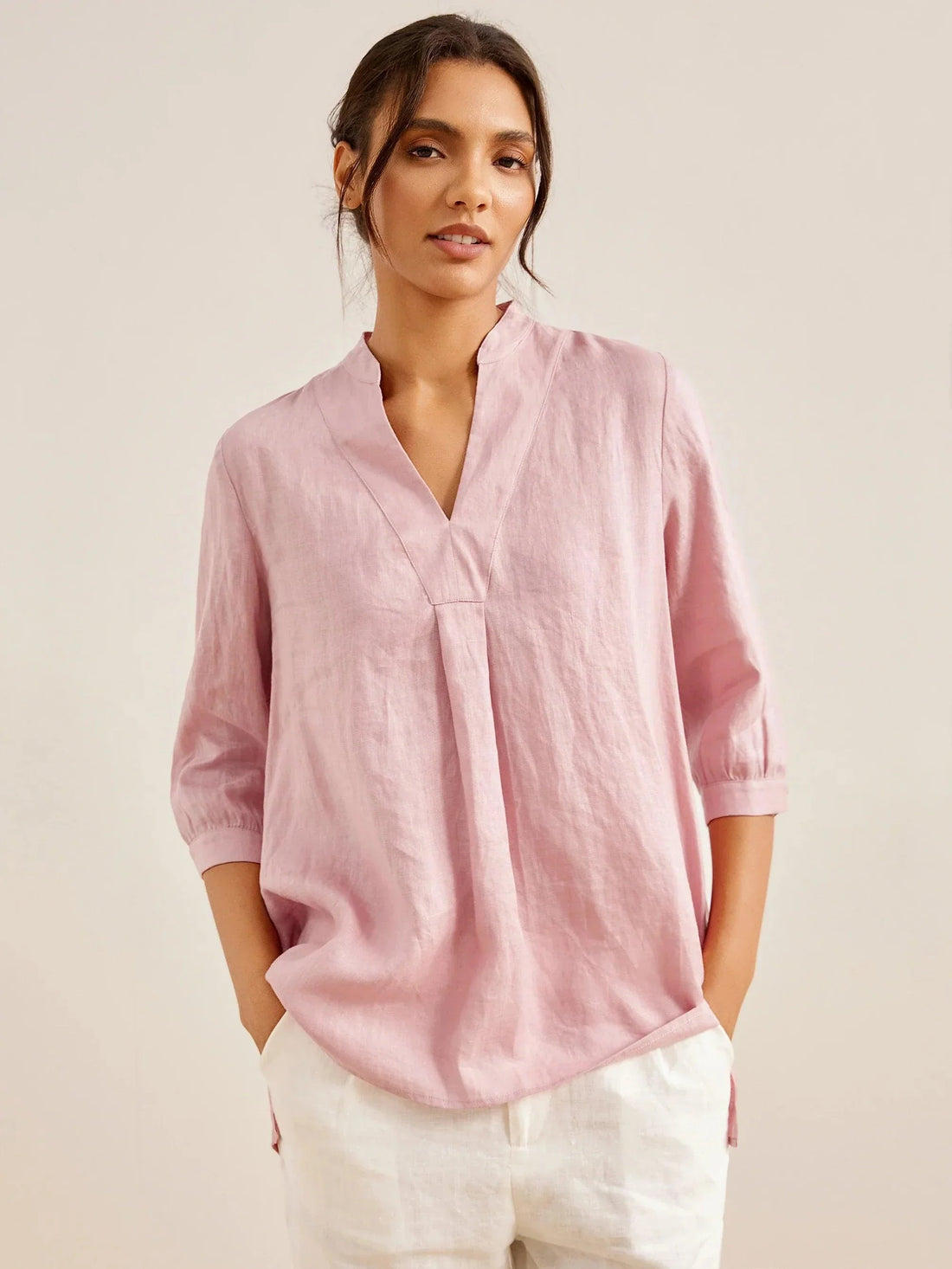 100% Linen Pleated A-Line Shirt