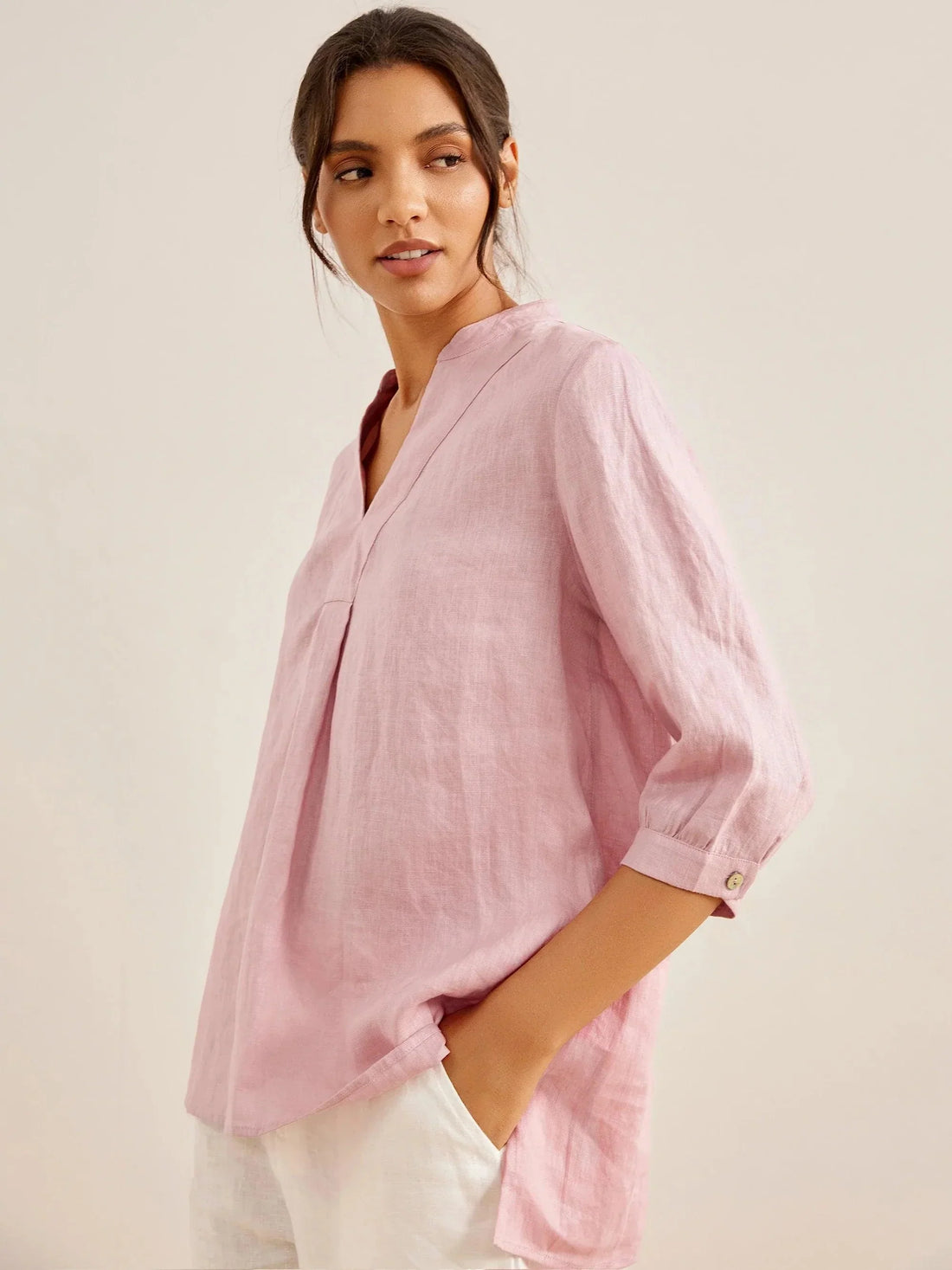 100% Linen Pleated A-Line Shirt