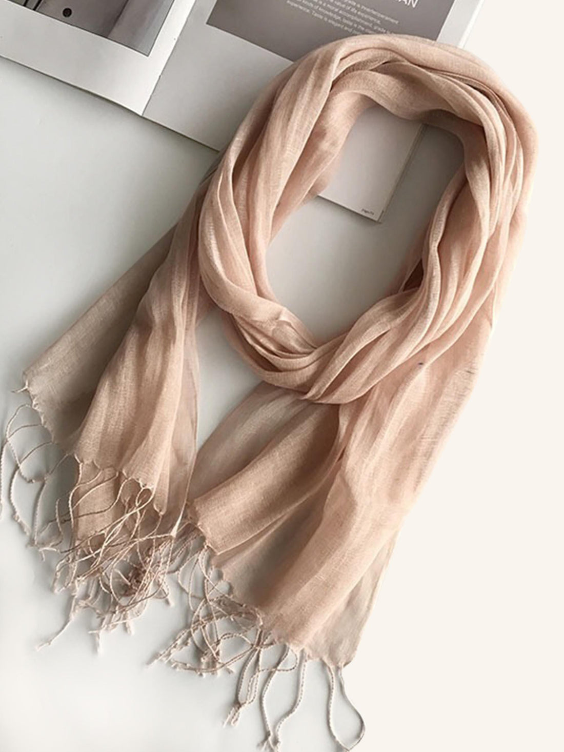 100% Linen Solid Colour Scarf, One Size