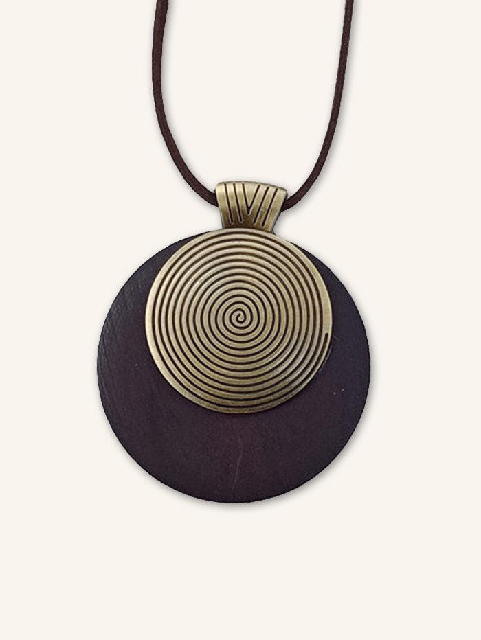 Wood Ring Long Necklace