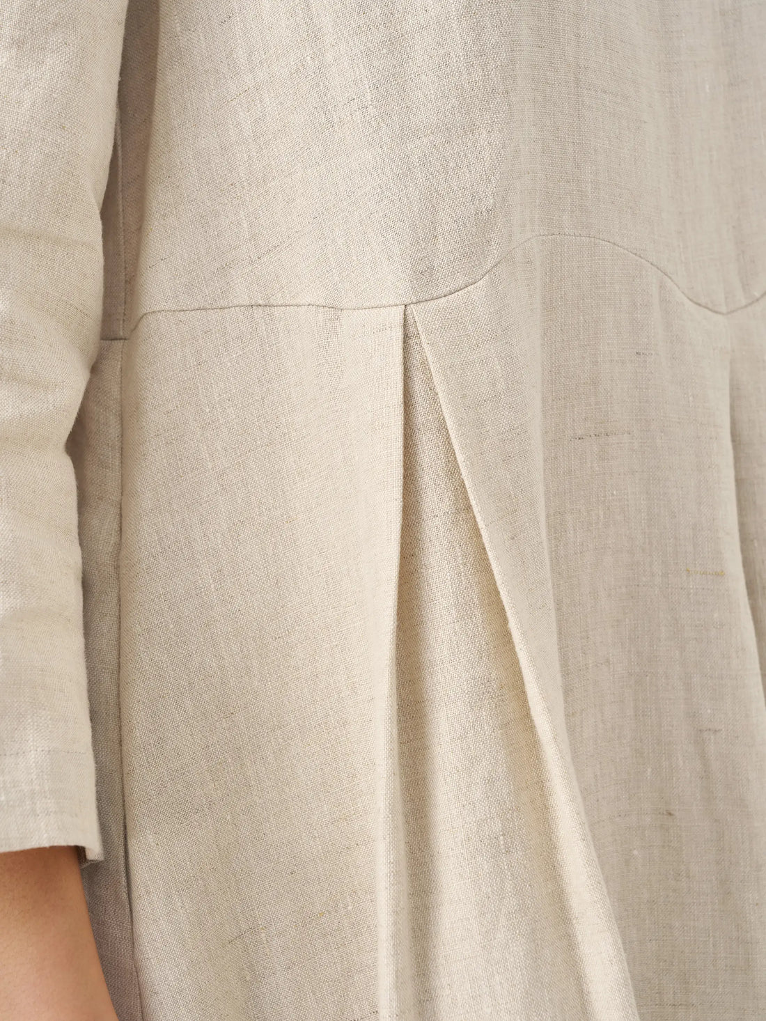 100% Linen Three-Quarter Sleeve Midi Dress